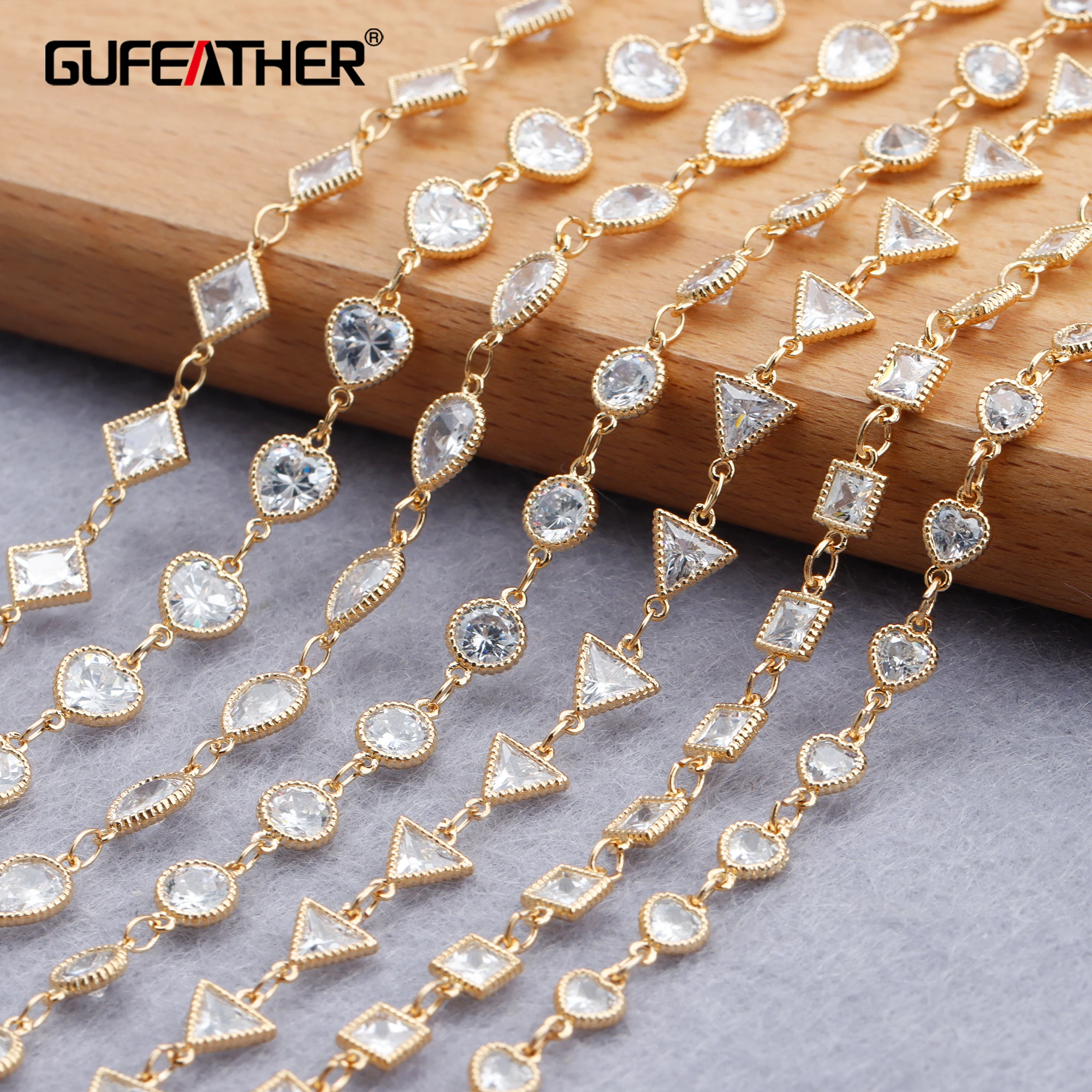 

GUFEATHER C171,diy chain,18k gold plated,0.3microns,copper metal,hand made,zircon,jewelry making,diy bracelet necklace,50cm/lot