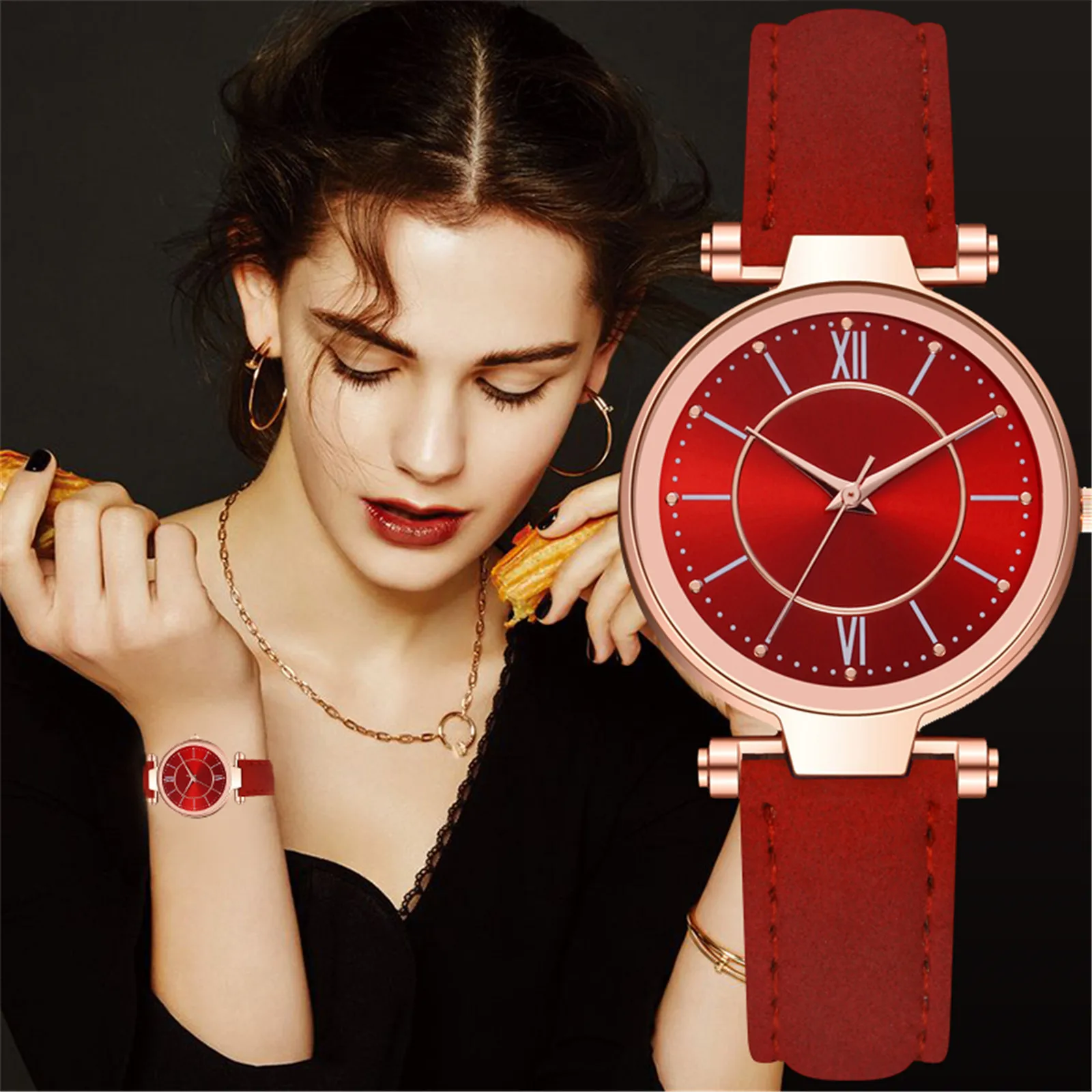 

Japan Movement Women Quartz Watch Easy To Read Arabic Numerals Simple Dial Pu Leather Strap Lady Candy Color Relogio #3