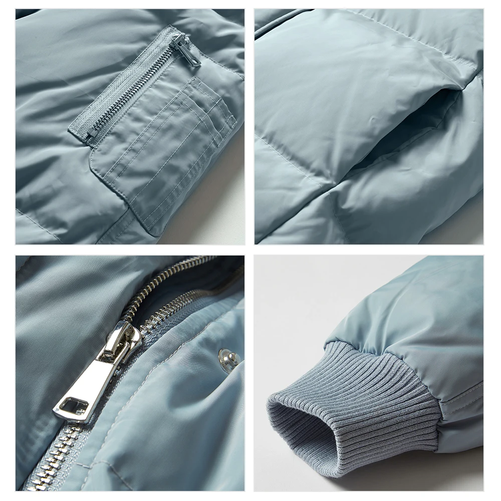 Женский пуховик средней длины YAYA свободное теплое пальто на белом утином пуху со