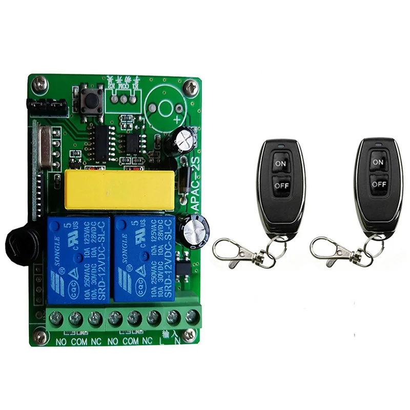 

433MHz Universal Wireless Remote Control AC220V 2CH rf Relay Receiver and Transmitter for Universal Garage door and gate Control