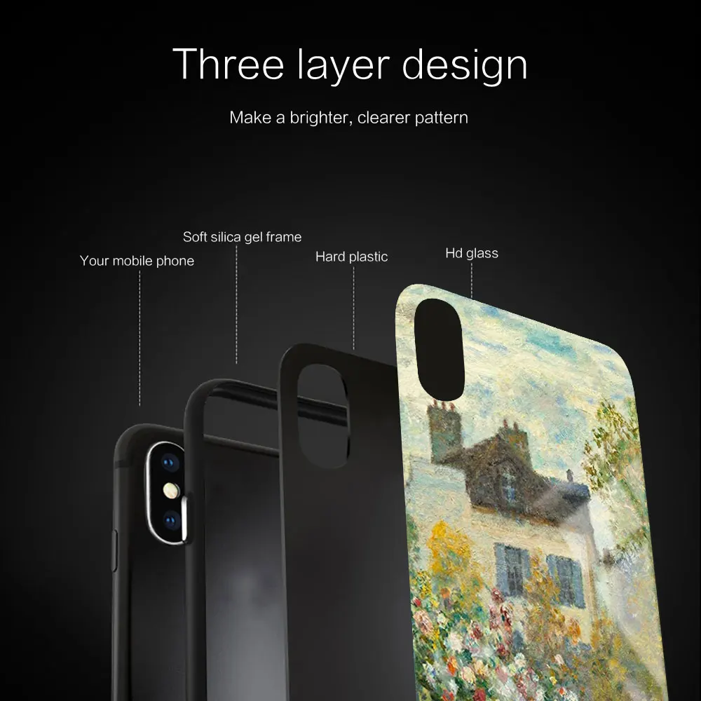 Классический арт Monet Picasso стеклянный Мягкий силиконовый чехол для iPhone 12 11 Pro X XS Max XR