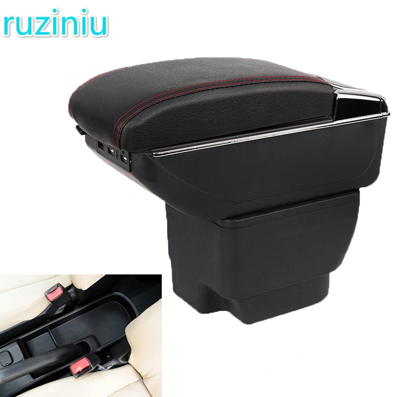 

For Mazda 2/Demio/Mazda2 Skyactiv Version Armrest Box Central Store Content Box Dual Layer USB Charging Car Accessories