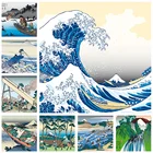 The Great Wave of Kanagawa Ukiyoe, японское искусство, рисунок на холсте, известная картина, украшение для гостиной, картина