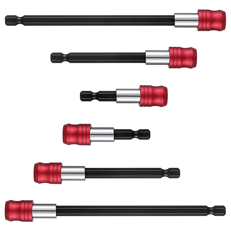 

6 Pcs Drill Bit Extension Magnetic Screwdriver Bit Holder Bar Socket Chuck Adapter 1/4 Inch Hex Shank Power Drill Bits
