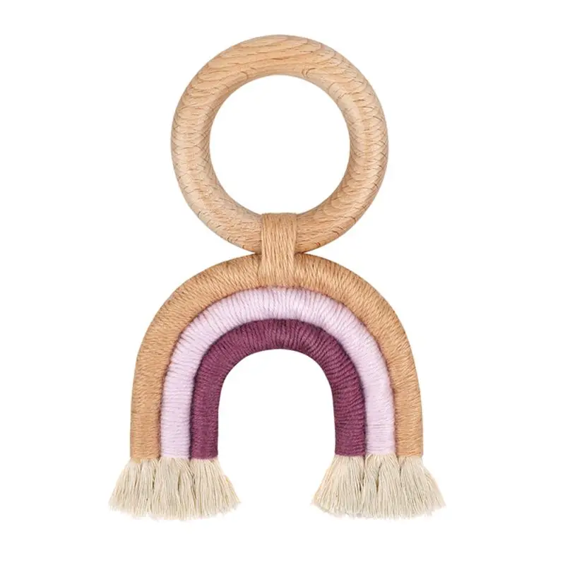 

Baby Sensorial Teething Toys Food Grade Organic Wooden Ring Kids Teether Toys GXMB