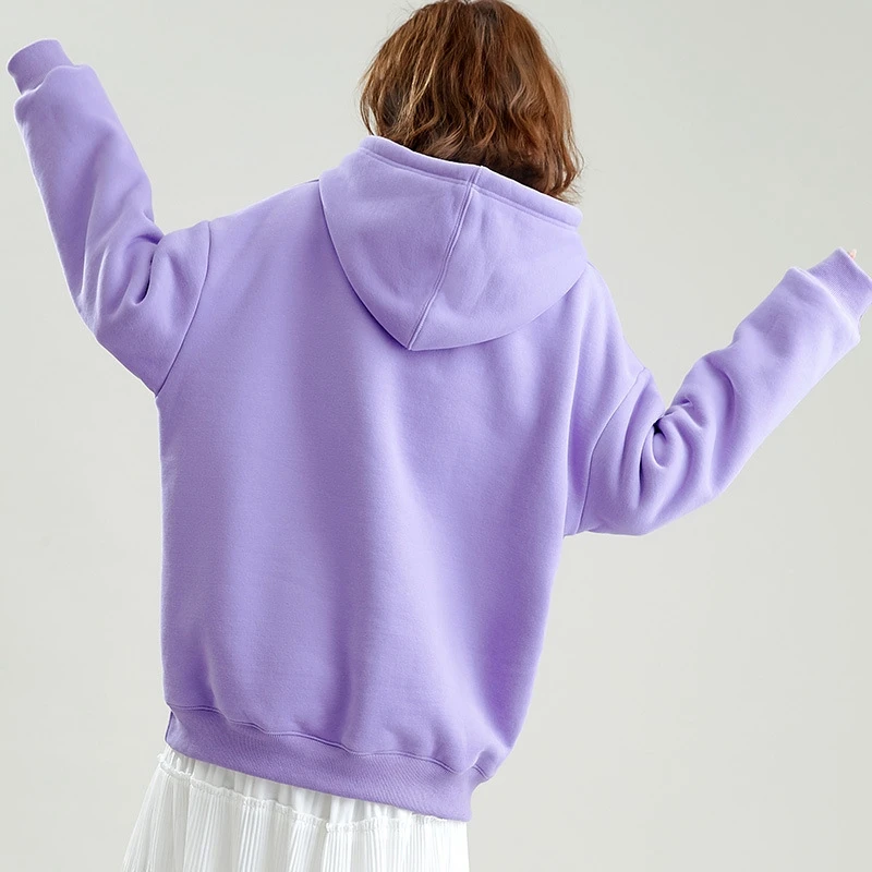 

Hoodies Women Loose Thickening Printed Korean Style Students Solid Sweatshirts Hooded