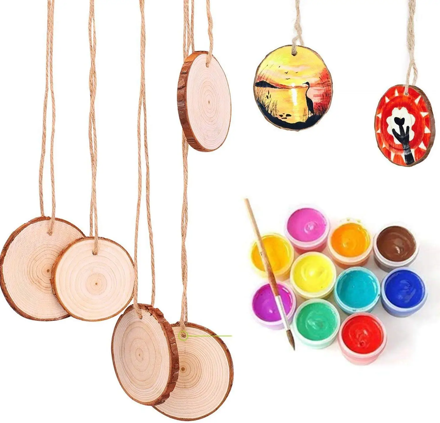 

50pcs Natural Round Wood Slices Circle Tree Bark Log 6-7cm Wooden Circles DIY Crafts for Wedding Decorations Christmas Ornaments
