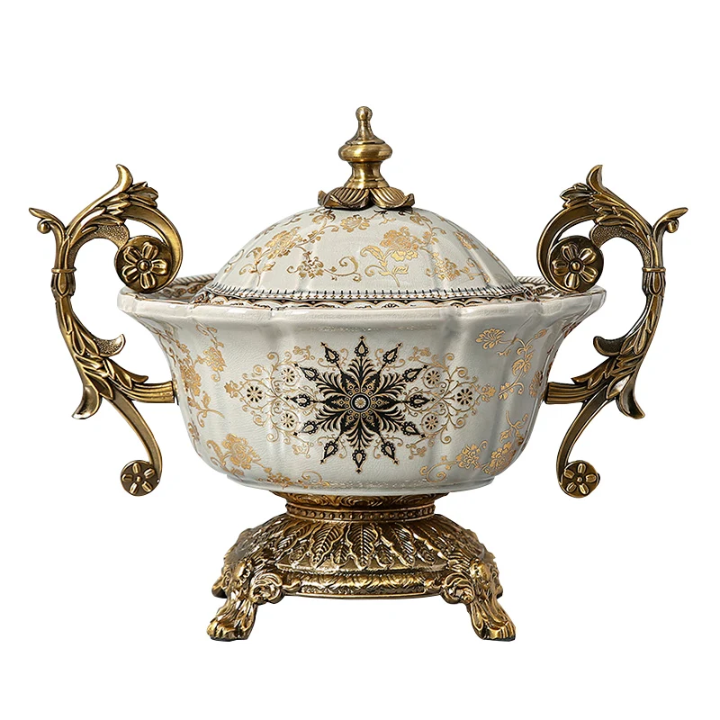 

zq Villa Model House Luxury Alloy Ceramic Storage Tank Entrance Soft Outfit Decorations Ornaments