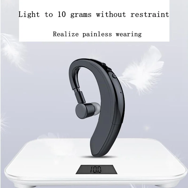 Hanging ear wireless bluetooth headset ultra light material painless wearing business sports stereo without ears for 15 hours