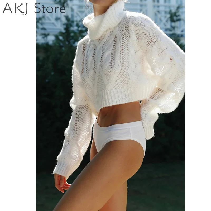 

Elegant Solid Knitted Sweaters Autumn Winter Long Sleeve Sweater