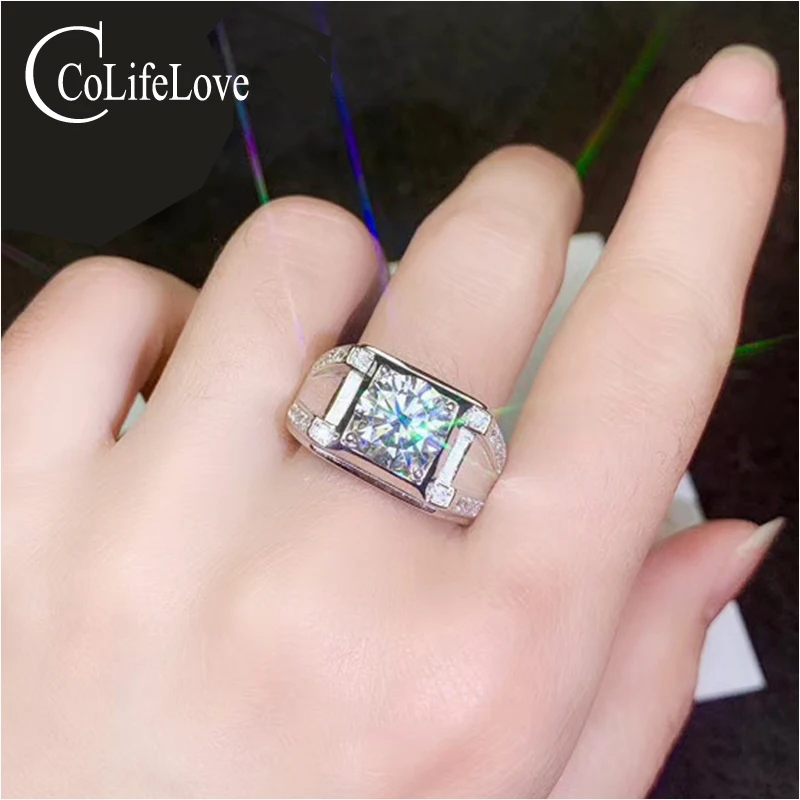 Мужское кольцо с муассанитом модное Ювелирное Украшение из серебра 925 пробы от 0