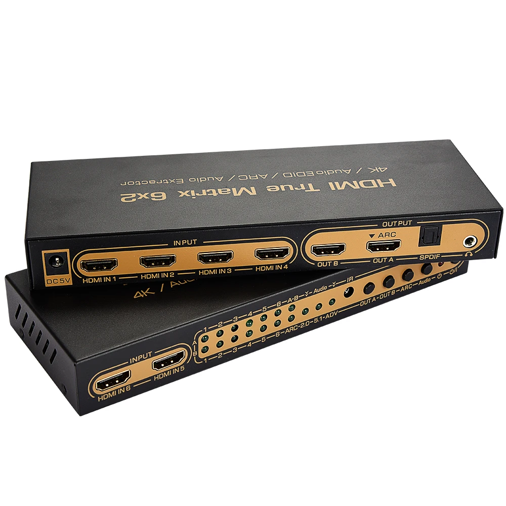 Матричный Коммутатор HDMI 6X 2 4K экстрактор звука EDID ARC 6 в выхода