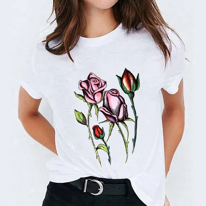 

Lady T-shirts for Women Watercolor Hot Balloon Summer Autumn 90s Ladies Print Top Womens Graphic T Shirt Female Tee T-Shirt