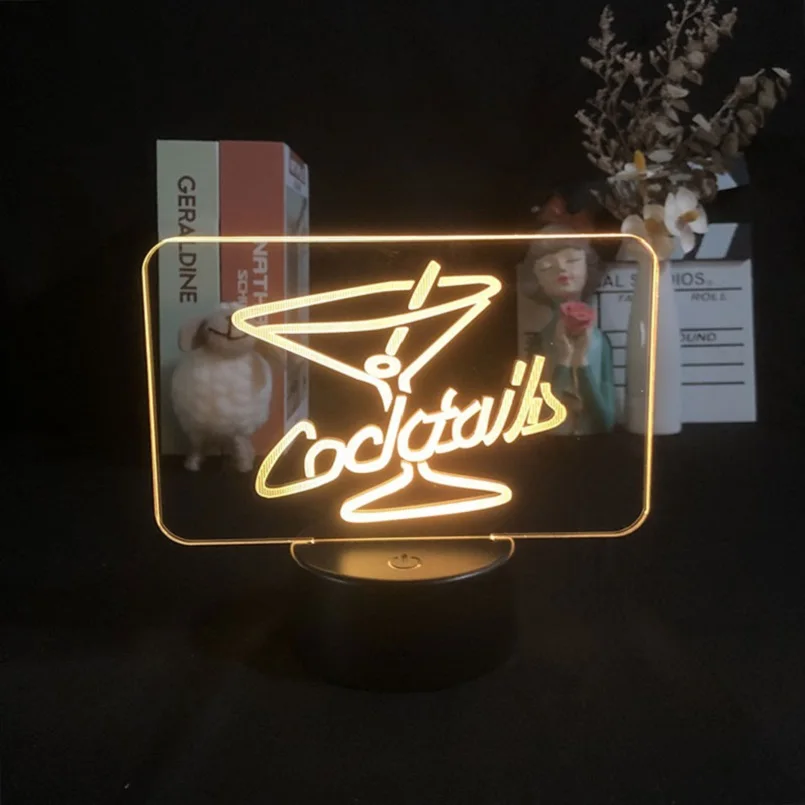 

Cocktail Image 3D LED Lamp Atmosphere Decor Night Sensor Light for Club Bar RGB Changing Color Acrylic Nightlight APP Control