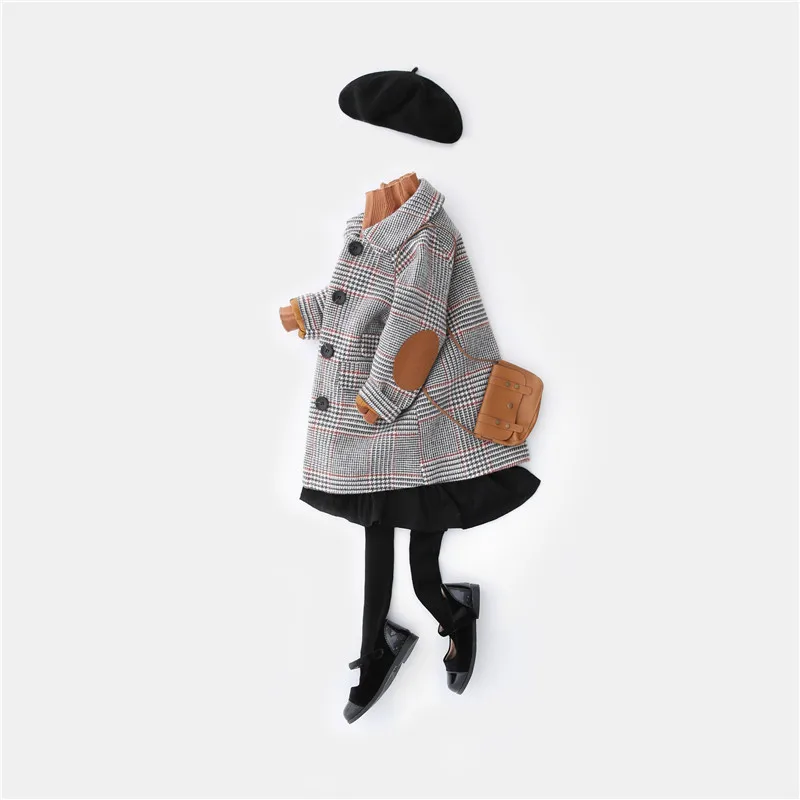 Одежда для девочек верхняя одежда зима новый модный шерстяной с узором гусиные