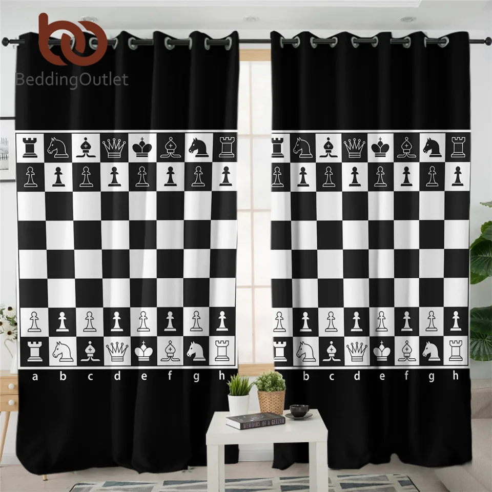 Оконная занавеска для шахматной доски черно белая гостиной затемненная спальни
