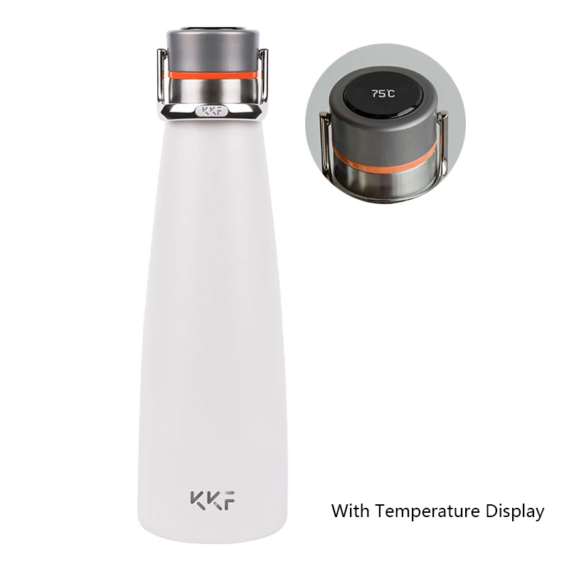 Smart Version White Новое обновление Xiaomi KKF умный термос дисплей температуры Вакуумная бутылка 24 h вакуумная фляга 475 мл туристическая кружка чашка из нержавеющей стали - Цвет: Smart Version White