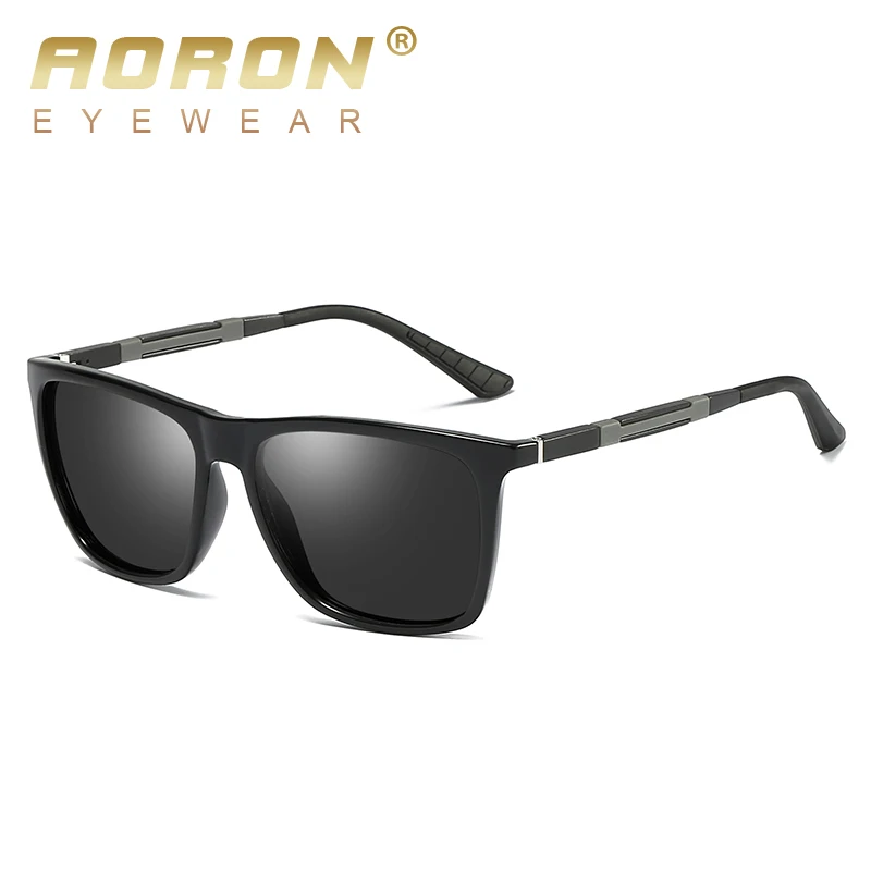 

Солнцезащитные очки AORON Мужские поляризационные, классические квадратные зеркальные солнечные очки с дужками из алюминия и магния, UV400