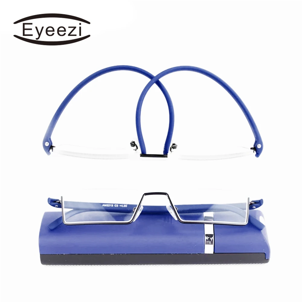 

Eyeezi Reading Glasses Resin Foldable Presbyopic Glasses Unisex Fashion Presbyopic Eyewear with Case +1.0-+3.0 Half Frame oculos