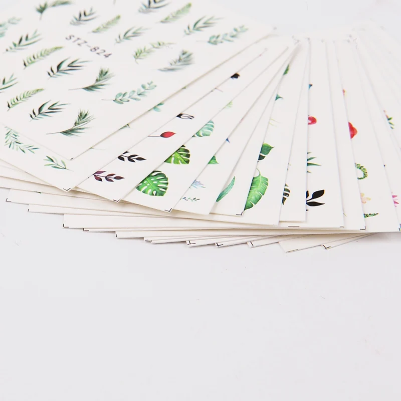 Водяной знак 1 лист перо наклейки на ногти кокосовое дерево Летний стиль