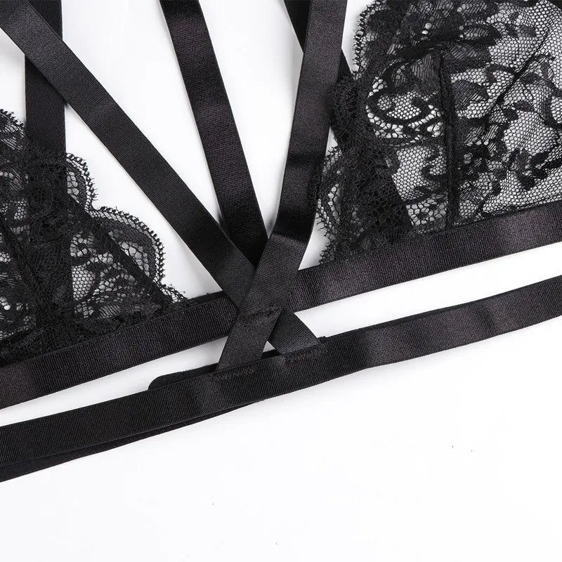 Женский комплект нижнего белья Roseheart черный пикантный кружевной