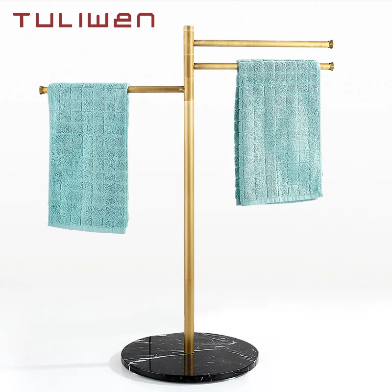 Античная латунная вешалка для полотенец ванной комнаты Бесплатная стойка полка