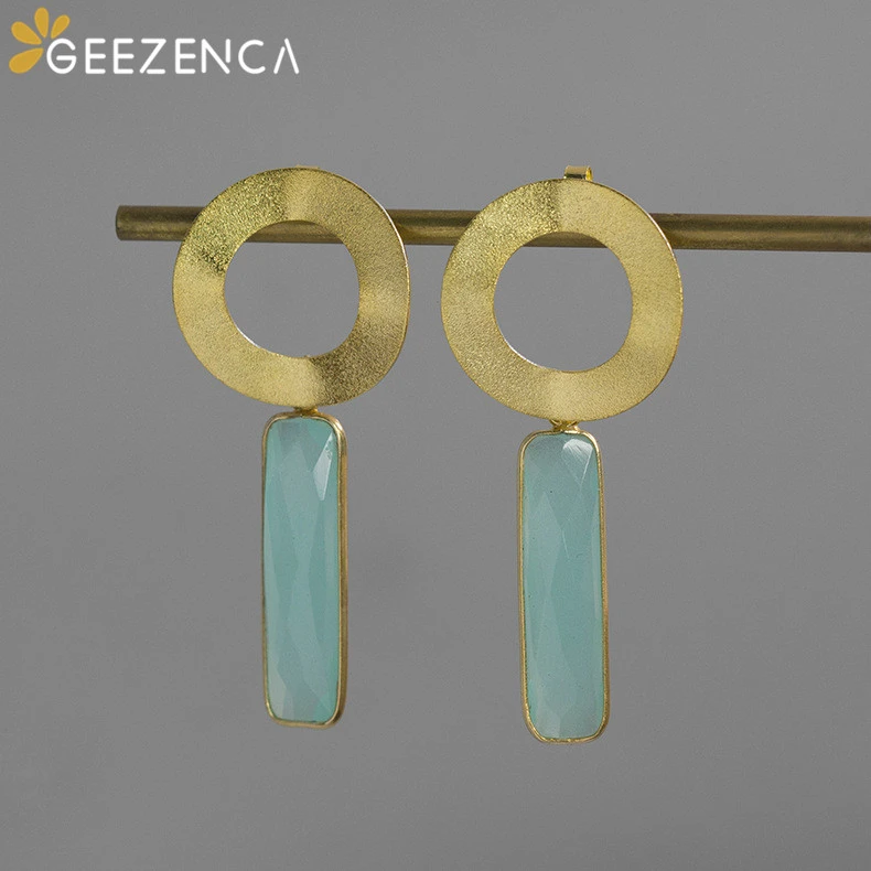 

Женские серьги-гвоздики из серебра 925 пробы, с золотыми геометрическими камнями