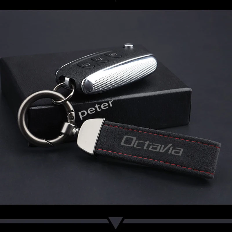 

2021 for Skoda octavia a7 3 vrs 2 mk2 mk3 5e rs car accessories new Suede leather car styling keychain 4s shop gift car logo key