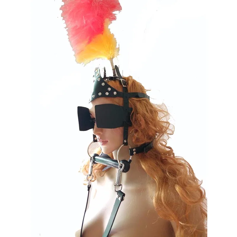 Кожаный поводок для девушки-коня с уздечкой и гаг-кулаком из вулканизированной резины и поводами для фетиша, пет-плея, извращенной связи, продукты для секс-игр.