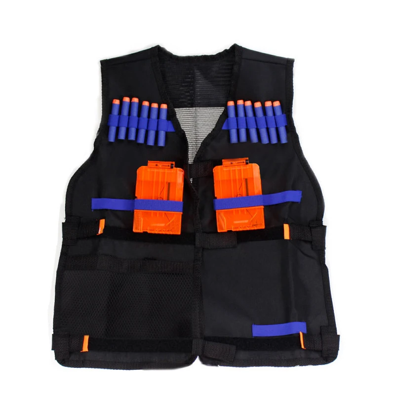 

For Children Kids Black Tactical equipment Waistcoat Elite Pistol Bullets Toy Gun Clip Dart outdoor game equipment