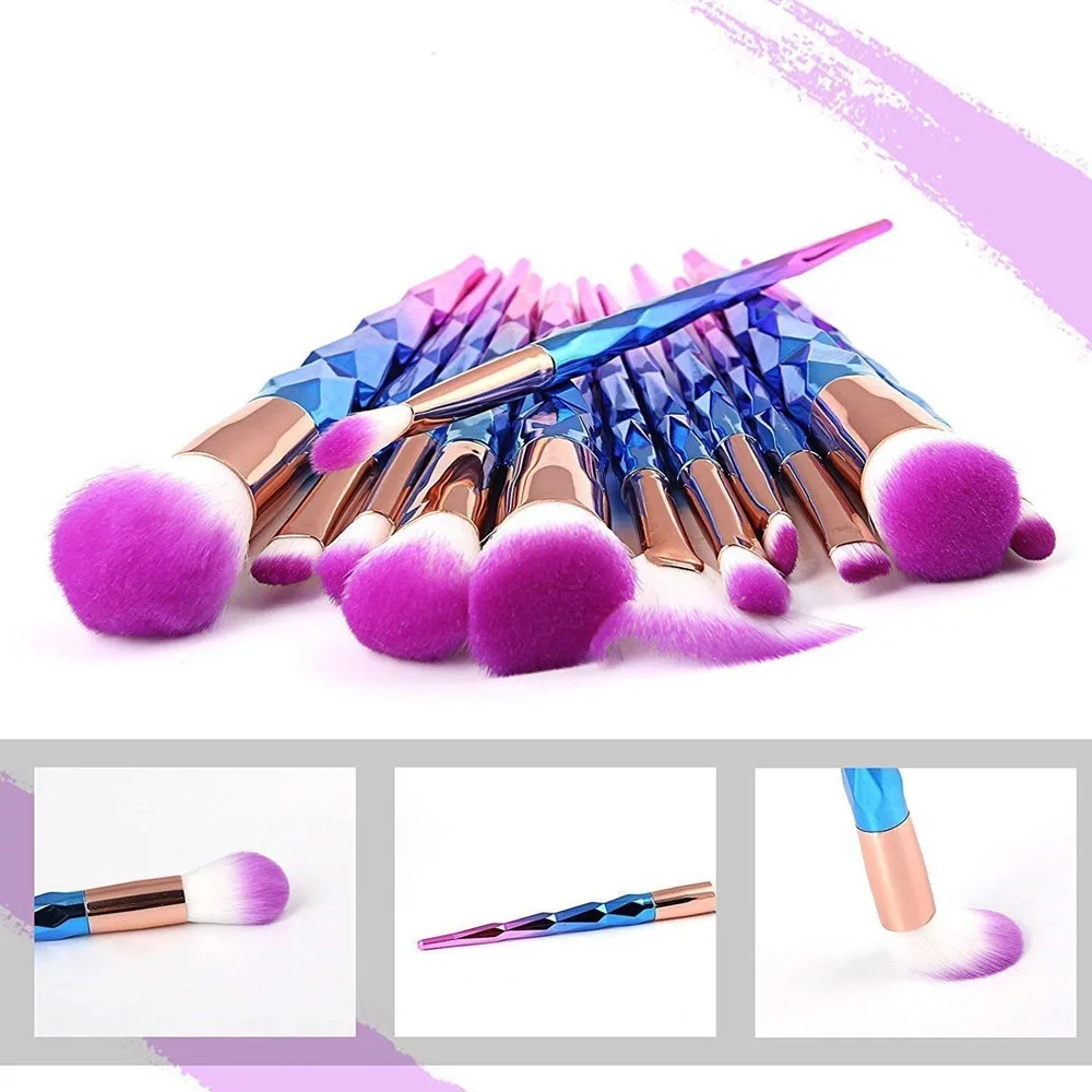 12 шт Русалка цвет алмазные кисти для макияжа набор с сумкой Пудра основа Тени век