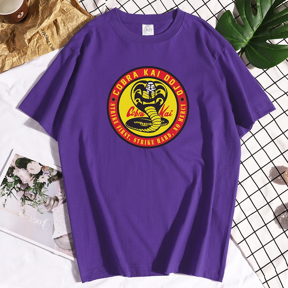 

Cotton Cobra Kai Funny T Shirts Mens Graphic Crewneck Short Sleeves Print Tees Shirts Funny Crew Neck Tshirt Men