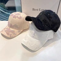 2021 new rhinestone summer breathable lady baseball cap out door street wear uv protection sun hat