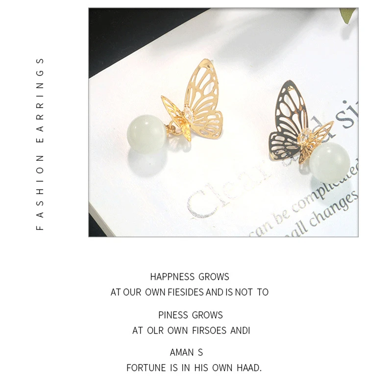 

Opal earrings three-dimensional butterfly zircon earOpal earrrings 2020 new temperament retro earrings wholesale Tianzhe jewelry