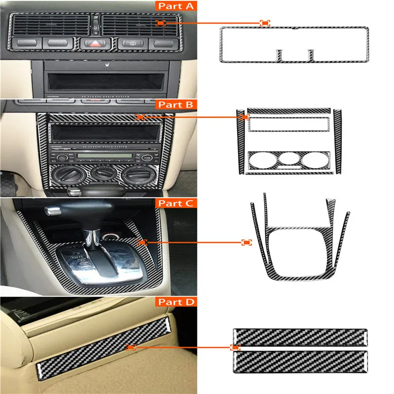 10 шт. карбоновые наклейки на центральную консоль для Golf 4 Jetta Bora MK4 R32 GTI 1999-2004 |
