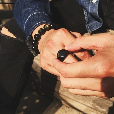 Мужское Винтажное кольцо-печатка OSR375 прямоугольное кольцо с плоским верхом из