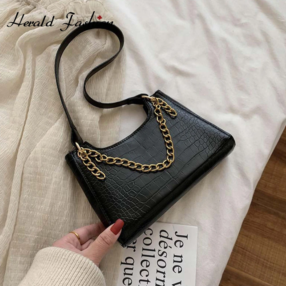 Кожаные сумки через плечо с крокодиловым узором для женщин 2020 маленькая