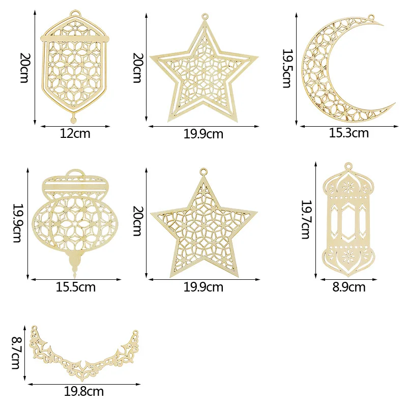 

EID Mubarak Wooden Hanging Pendant Ramadan Kareem Ornament Moon Star Wood Crafts For Islamic Muslim Party Decor Eid Al-Adha Gift