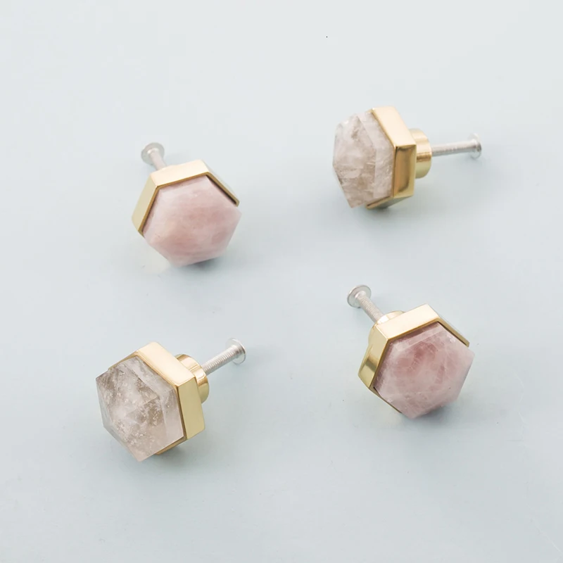 Шестиугольная форма/кристалл + латунная ручка комод круглые ручки для