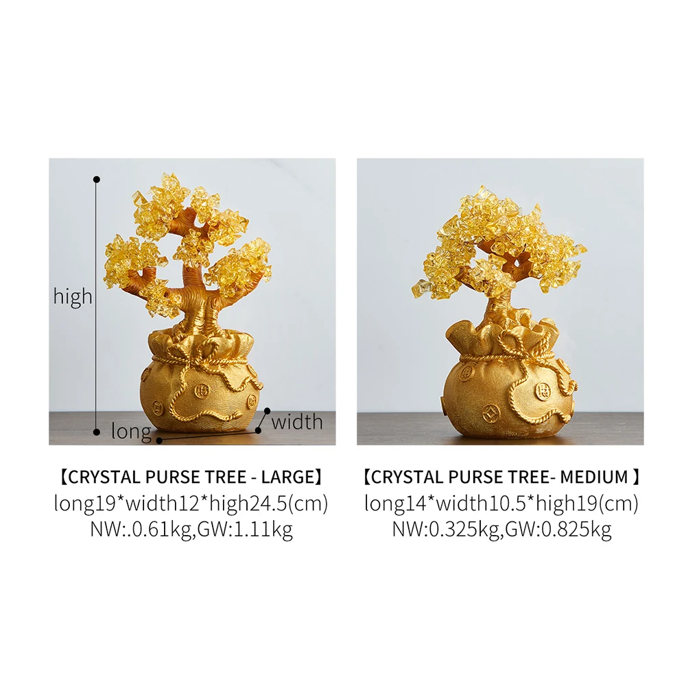 

Modern Craft Decoration Golden Rich Tree Natural Resin Wine Cabinet Desk Home Living Room Decoration Decoration Gift Crafts