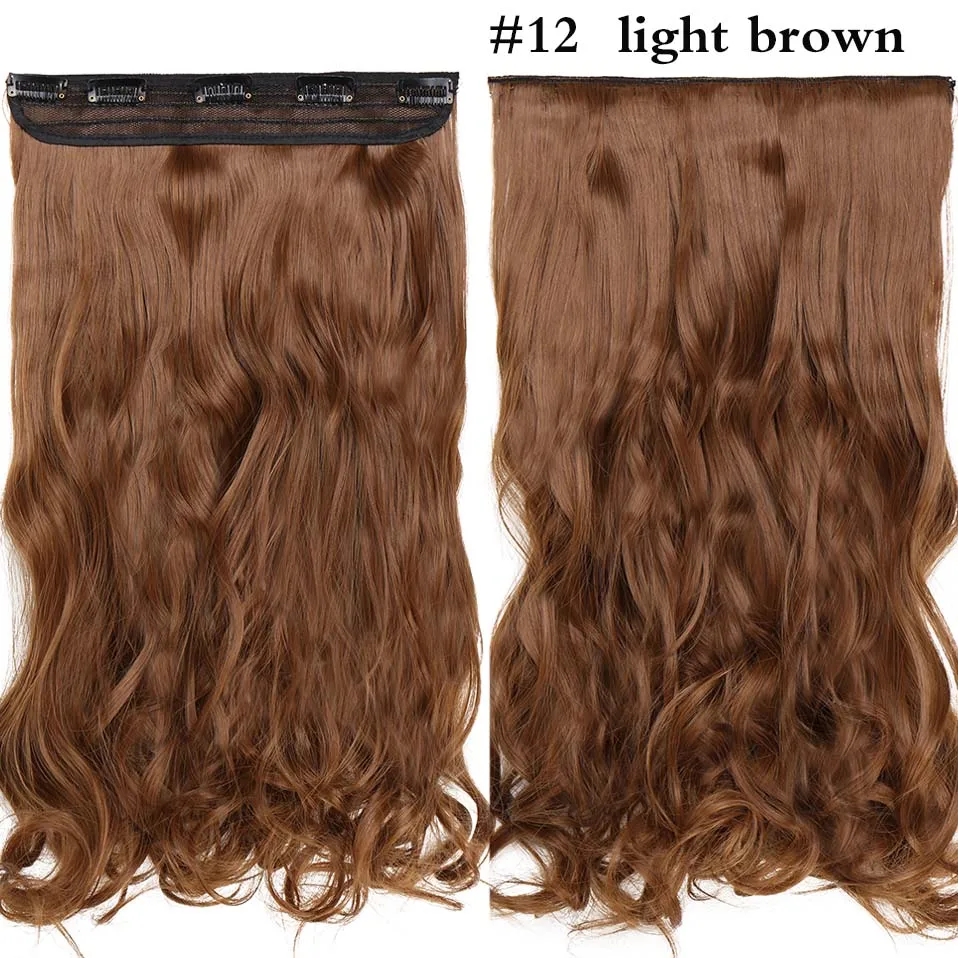light brown SNOILITE 17/24/27/2" 5 зажимов в целости и сохранности Наращивание волос Синтетические длинные волнистые волосы добавочном номере телефоне 3/4 для наращивания на всю голову цельнокроеное платье, парик, заколки, заколки для волос, трессы, заколки - Цвет: light brown