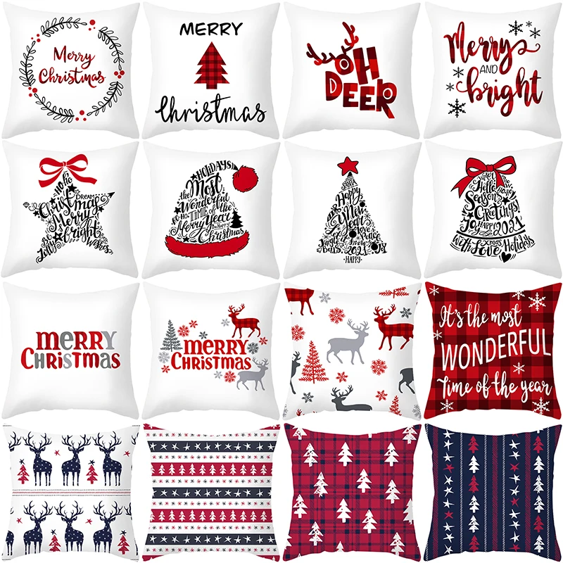 

Наволочки с надписью "Merry Christmas", искусственное покрытие, 45x45, декоративные подушки из полиэстера для дивана, наволочки, декоративные подушки