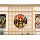 Настенная роспись с имитацией ветра и деревянной дверью в японском стиле, татами, татами, фон для стены, суши, ресторан, сценарий, убивать обои