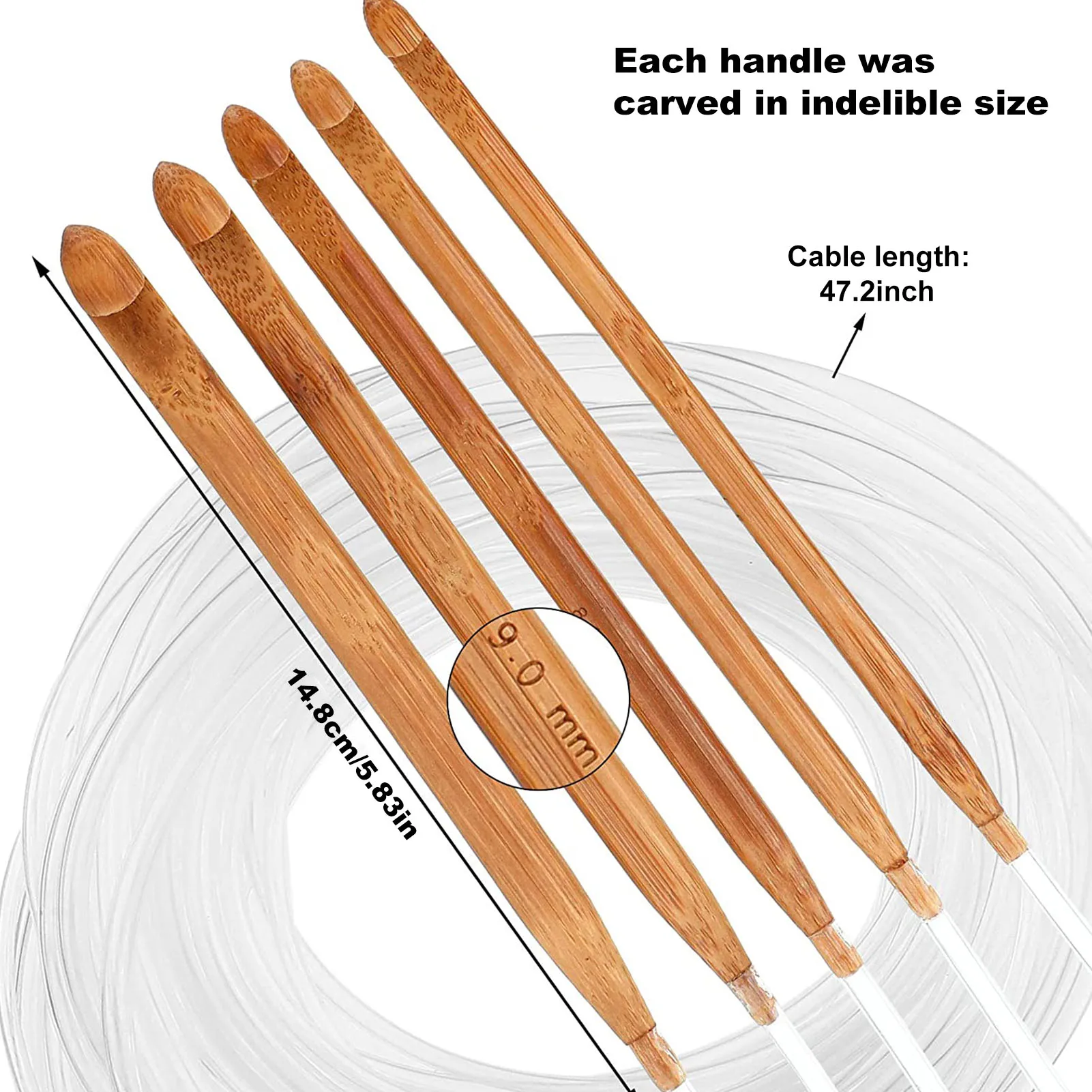 

23pcs Bodkin Tunisian Crochet Hooks DIY Hand Sewing Tools 3-10mm Cable And 2-10mm Bead Carbonized Carbonize Knitting Needle New