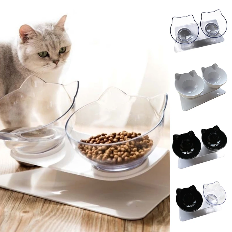 

Двойная миска для кошек с нескользящей подставкой, кормушка для кормления питомцев, защита шейного отдела позвоночника, прочные миски для воды для домашних животных