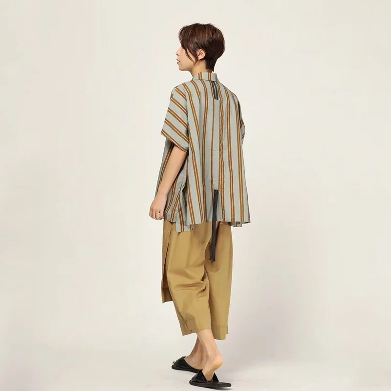 Женская Полосатая Рубашка с квадратным воротником CHICEVER Повседневная Свободная
