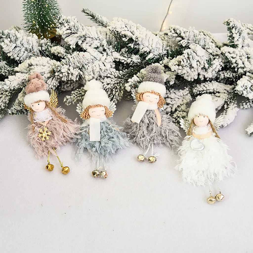 Christmas Decorations Creative Mini Feather Bell Angel Doll Pendant Tree Hanging Ornaments Gift Xmas Decor #35 | Дом и сад