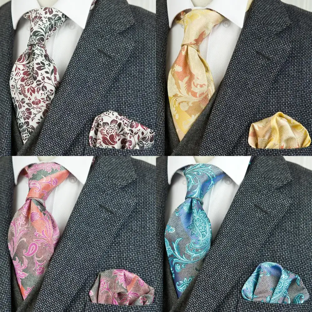 Распродажа наборы галстуков желтые синие розовые красные мужские галстуки Hanky 100%