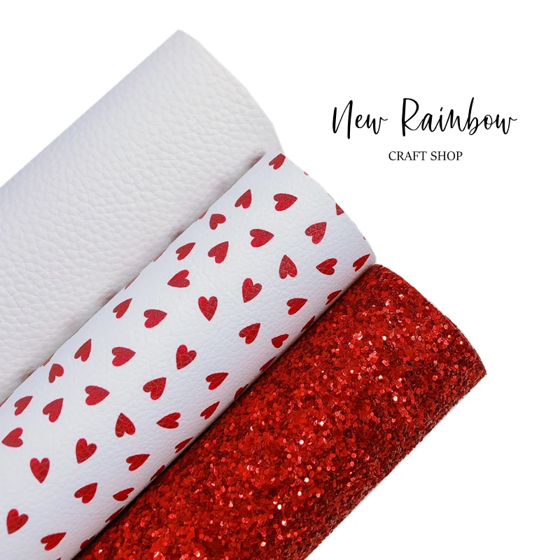 Новый Радужный 30x22 см красное сердце из искусственной кожи и блестящий пакет для