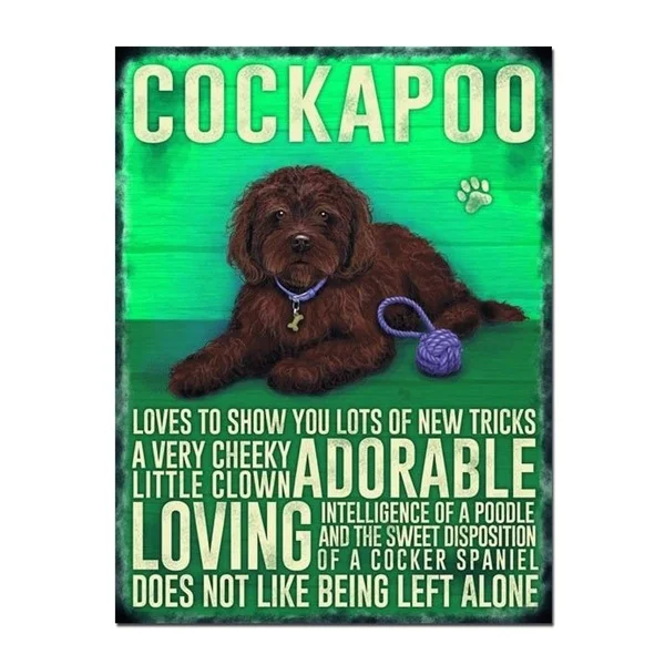 

Cockapoo Dog Tin Sign Metal Sign Metal Poster Metal Decor Metal Painting Wall Sticker Wall Sign Wall Decor Decor for Home